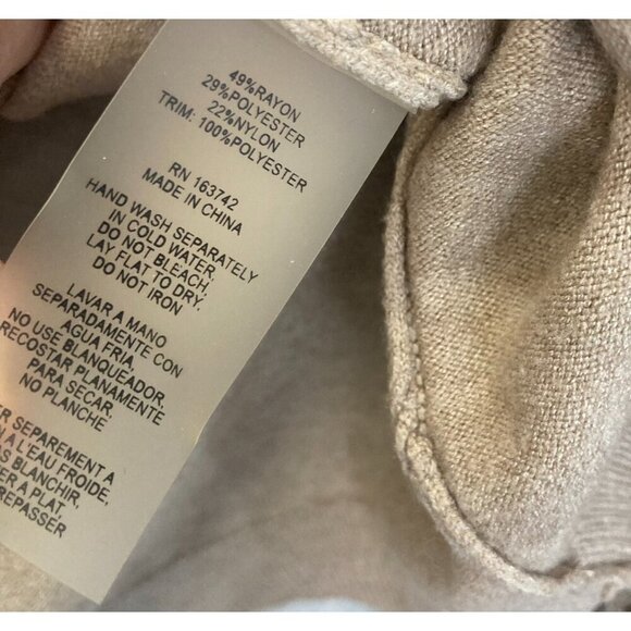 Sioni Milano Lace Balloon Sleeve Knit Sweater Top Womens Large L Tan Neutral - Picture 7 of 12